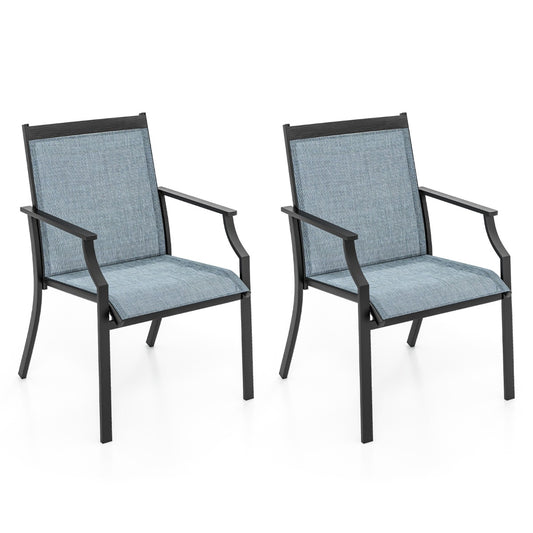 LIVSK Tuinstoelen Set van 2 - Ergonomisch Design met Brede Zitting - Duurzame Stof en Metaal - Tot 150 kg - Blauw
