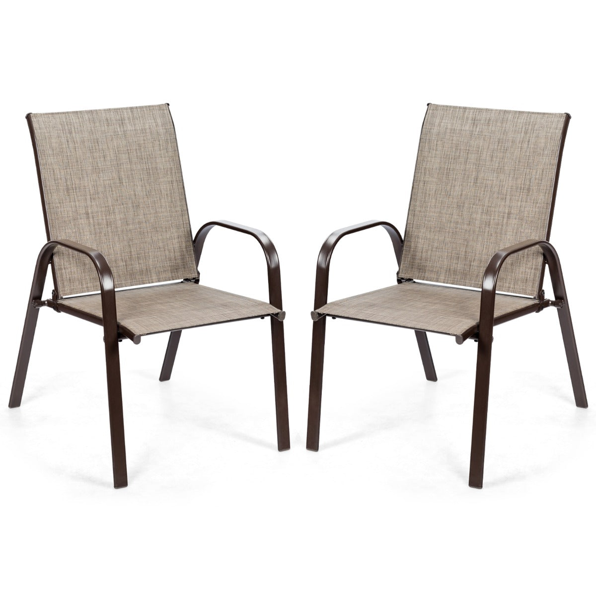 LIVSK Tuinstoelen Set - Comfortabel met Hoge Rugleuning - Ademend en Duurzaam - Roestvrijstalen Frame - Tot 200 kg - Grijs