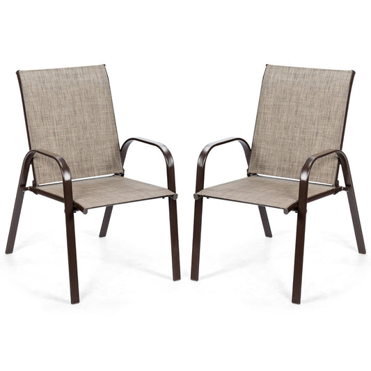 LIVSK Tuinstoelen Set - Comfortabel met Hoge Rugleuning - Ademend en Duurzaam - Roestvrijstalen Frame - Tot 200 kg - Grijs