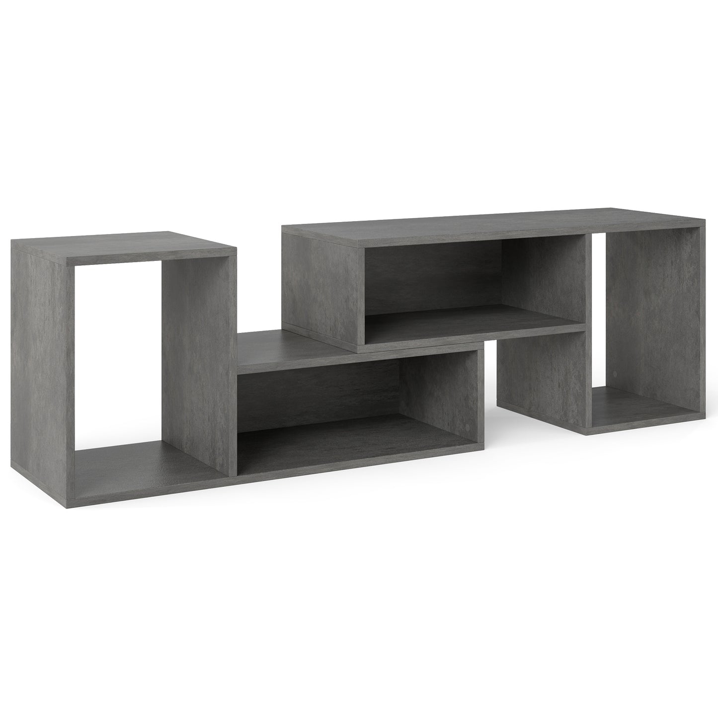 LIVSK Modulaire TV - Stand - Geschikt voor Televisies tot 60 inch - 2 Aanpasbare L - vormige Planken - Veelzijdig Gebruik - Grijs