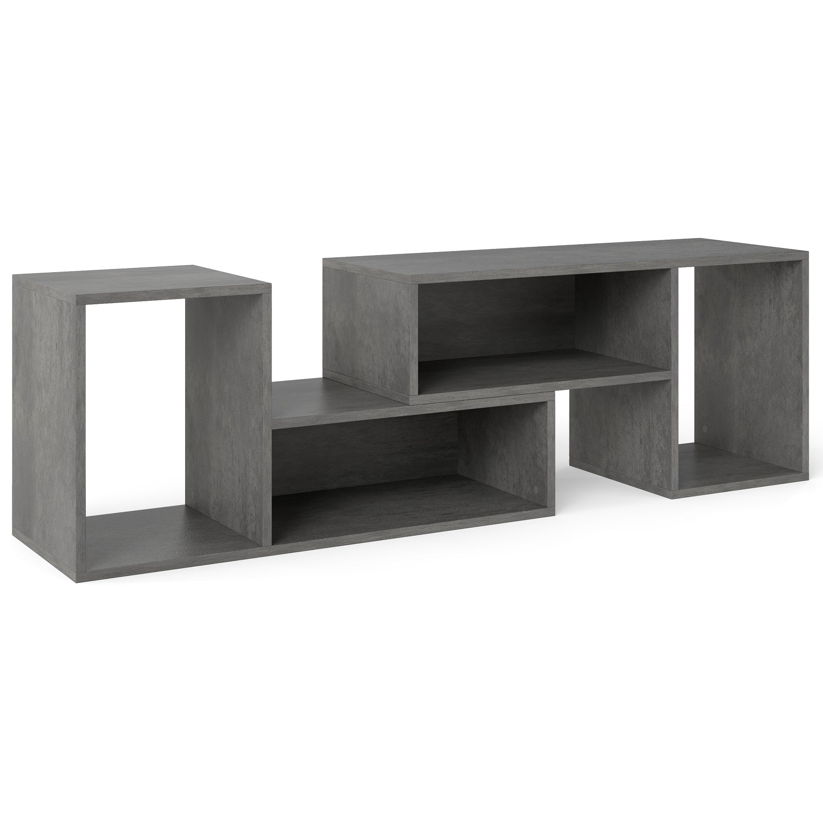 LIVSK Modulaire TV - Stand - Geschikt voor Televisies tot 60 inch - 2 Aanpasbare L - vormige Planken - Veelzijdig Gebruik - Grijs