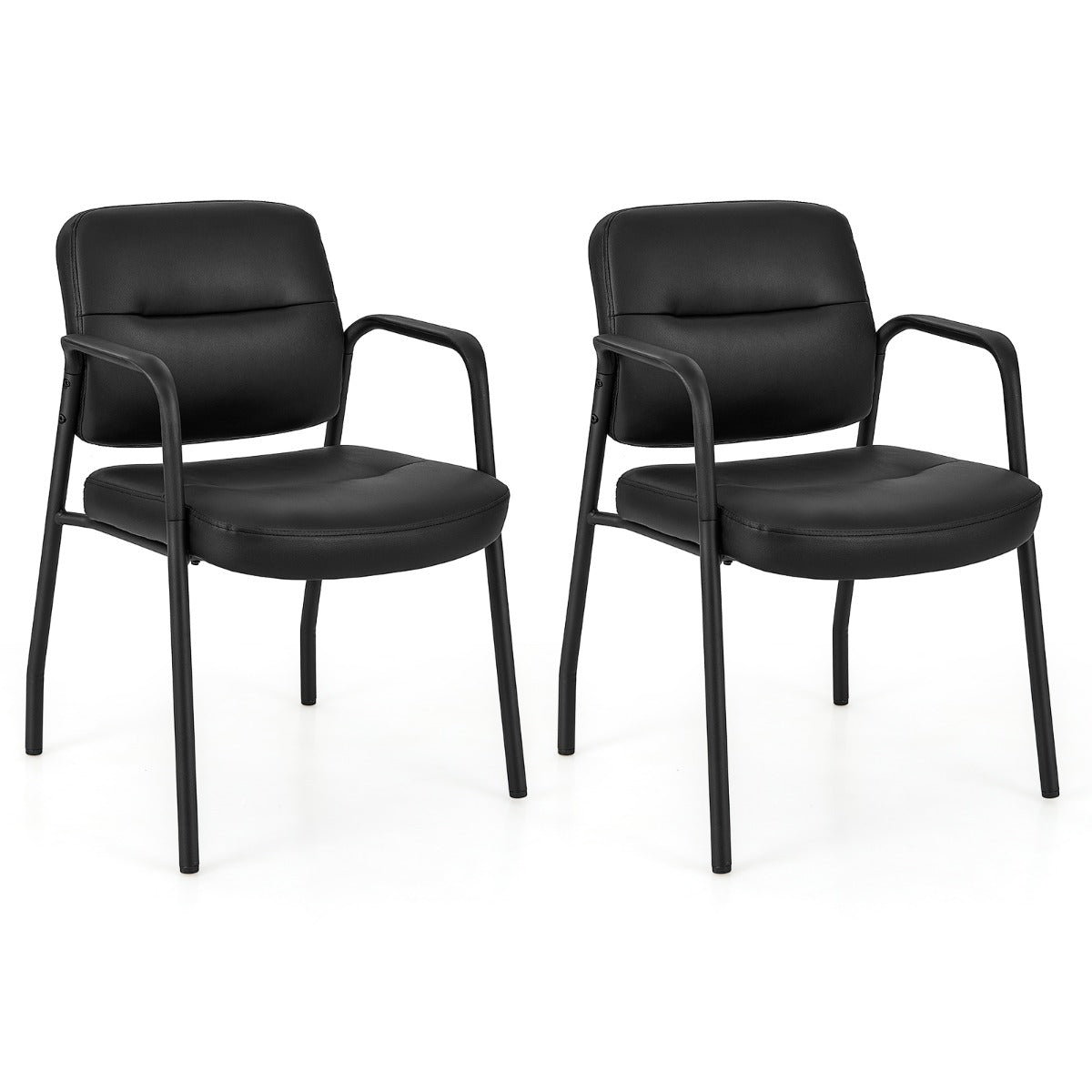 LIVSK Gecapitonneerde Wachtkamerstoelen - Ergonomisch Ontwerp - Dikke Kussens - Metalen Frame - Tot 160 kg - Zwart