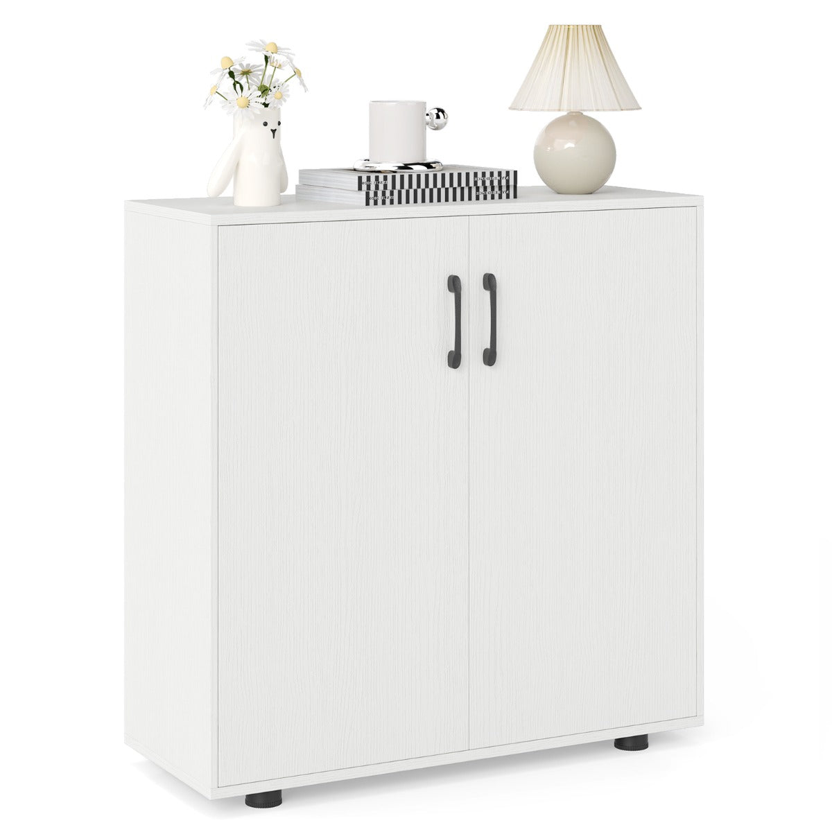 LIVSK Verstelbare Opbergkast - Ruimtebesparend Dressoir - Tot 80 kg Draagvermogen - Stevige Constructie - 80 x 31,5 x 82 cm - Wit