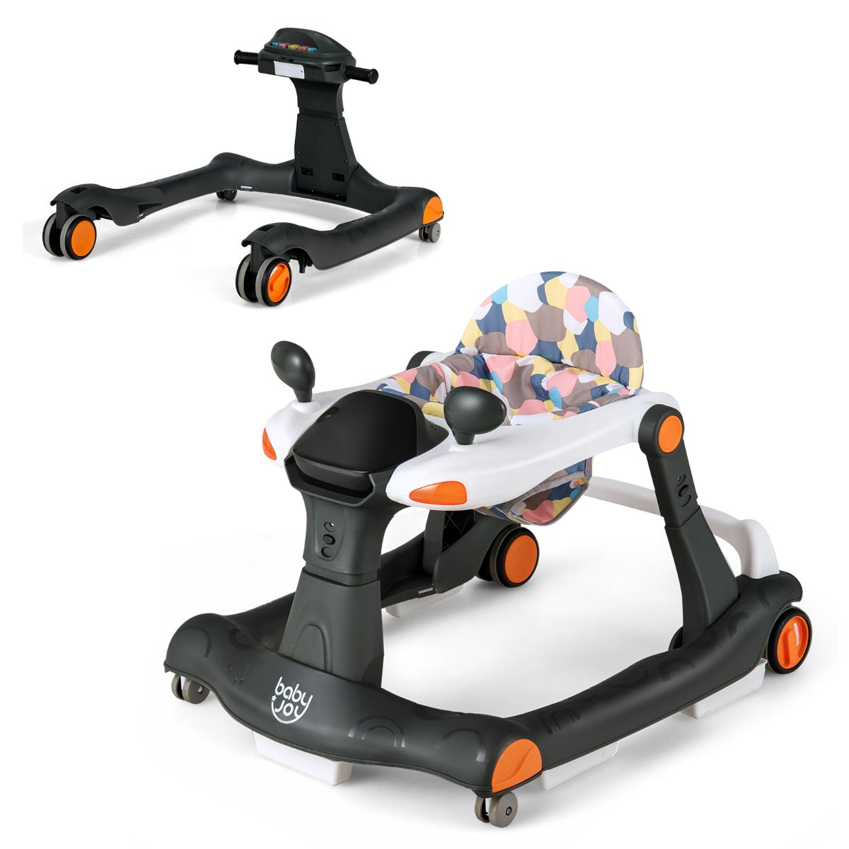 LIVSK 2-in-1 Baby Loopstoel - Verstelbare Hoogte & Snelheid - Veiligheidsbumper - Muziek & Lichteffecten - Voor 6-18 maanden -