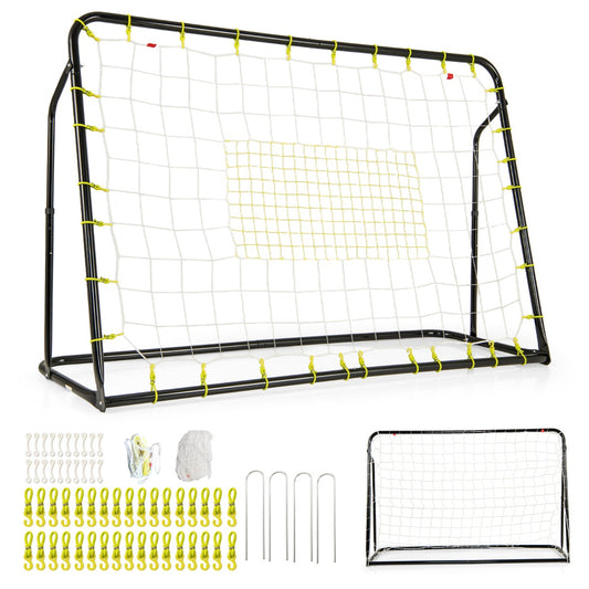 LIVSK 2-in-1 Voetbaldoelset met Rebounder - Verstelbare Hoek - Weerbestendig PE-net - Stevig Metalen Frame - Voor Kinderen 6+ -