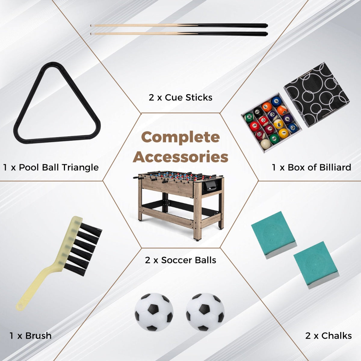 Livsk costway 2 in 1 draaibare speeltafel 124 cm tafelvoetbaltafel biljartcombinatie speeltafelset 2