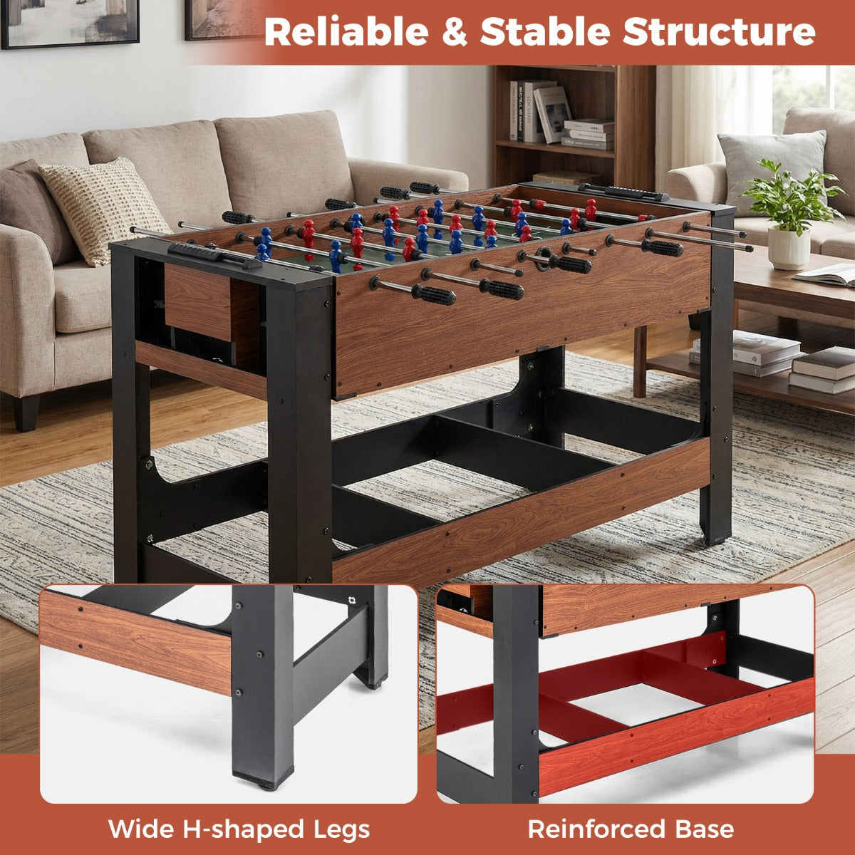 Livsk costway 2 in 1 draaibare speeltafel tafelvoetbal biljart combinatietafel indoor arcade tafel 5