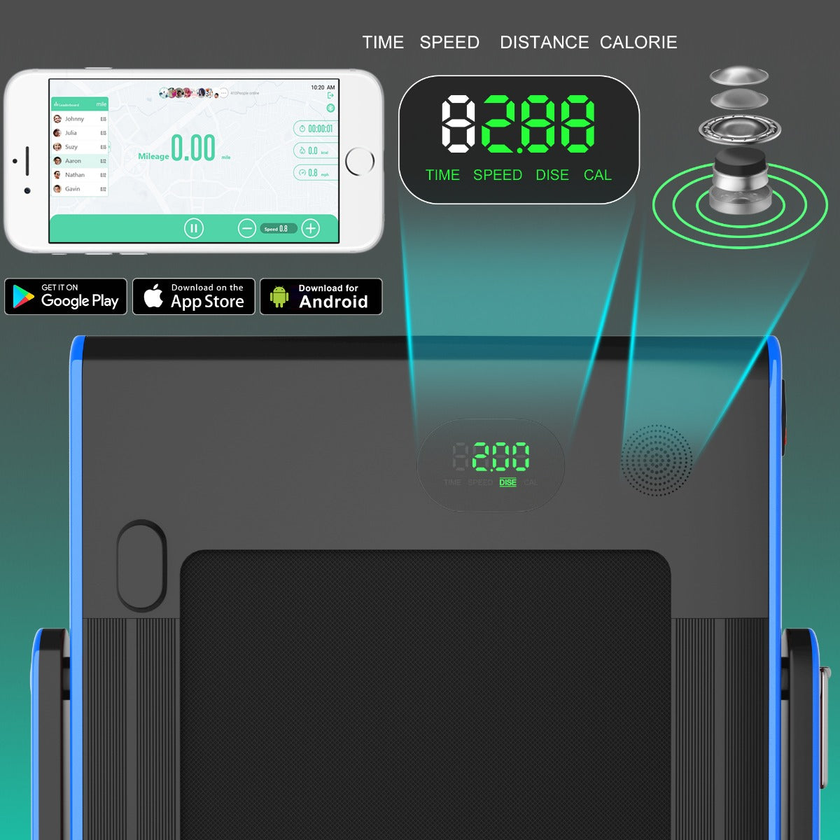 LIVSK Opvouwbare Loopband - 2-in-1 met Bluetooth en LED-display - Stille motor - Draagvermogen 100 kg - 124,5 x 68,5 x 108,5 cm -
