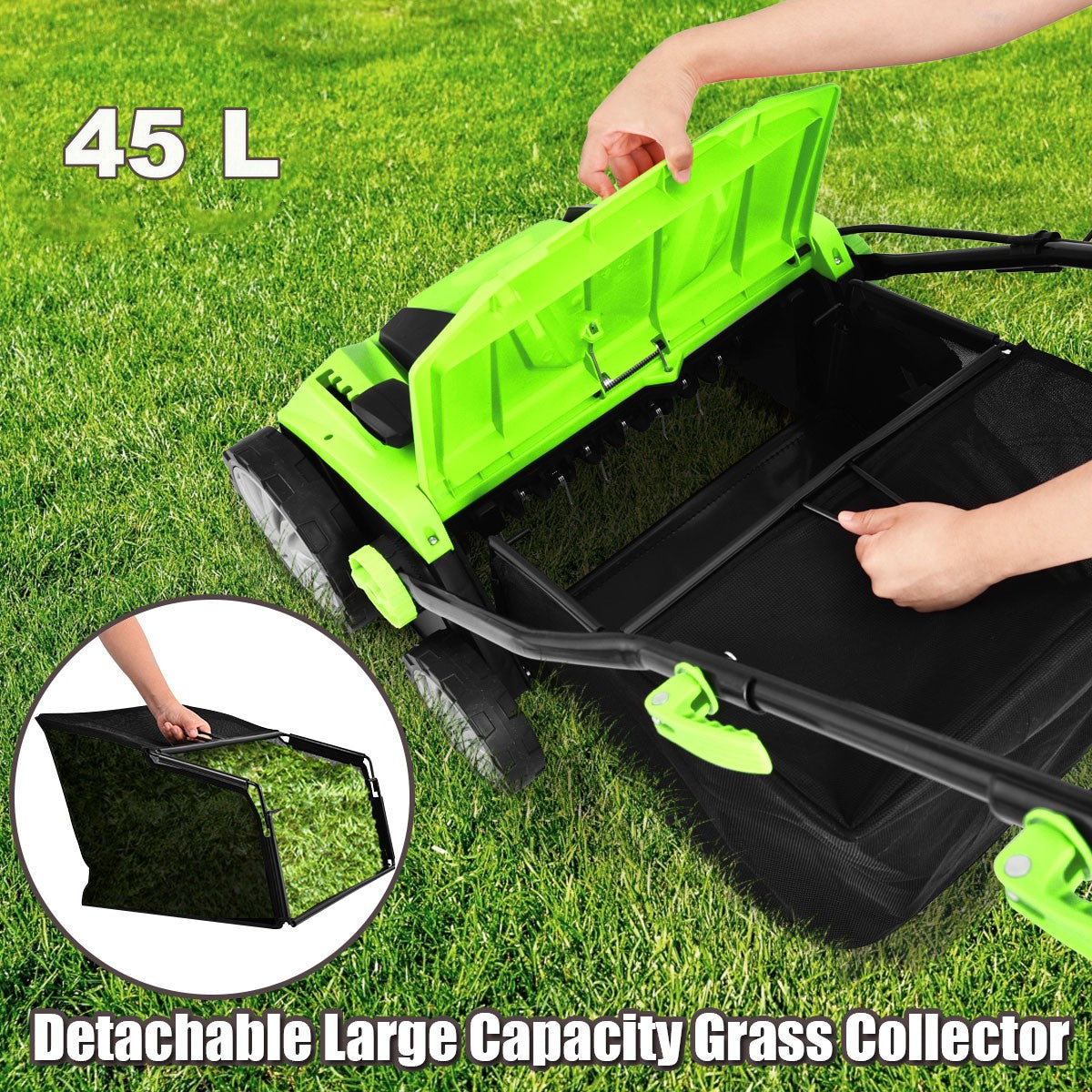 LIVSK Elektrische Verticuteermachine 2-in-1 - Krachtige 13 A Motor - 38 cm Werkbreedte - Hoogteverstelling - Opvangzak 45 L -