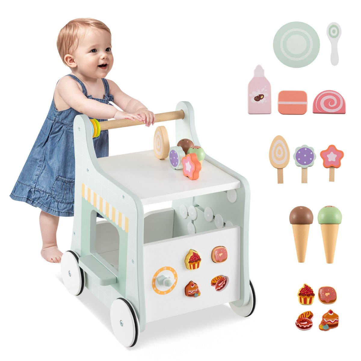 LIVSK Loopwagen Peuteractiviteitencentrum - Kleurrijke Ringen - Dessertsorteerder - Veiligheid - Voor Kinderen vanaf 1 jaar -