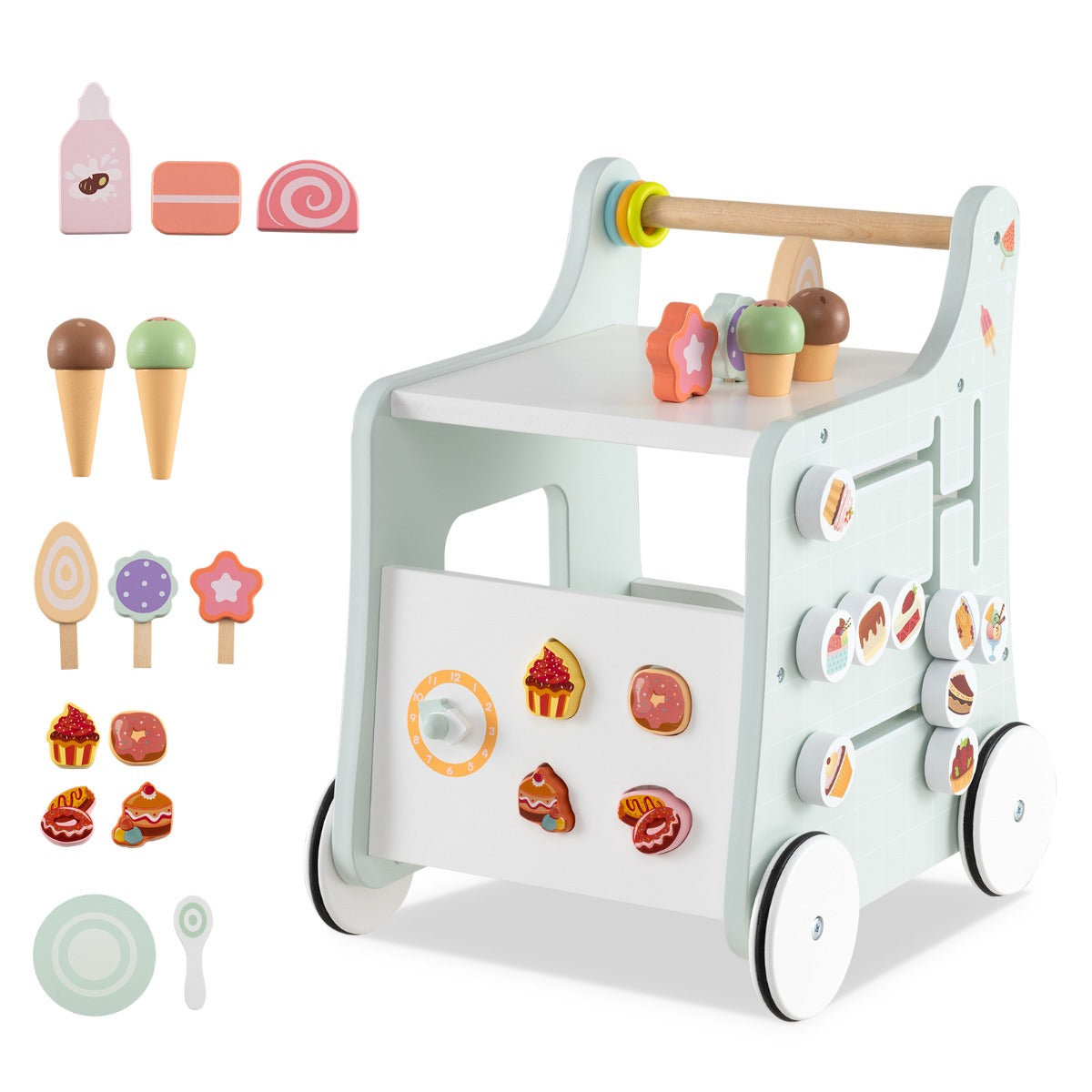 LIVSK Loopwagen Peuteractiviteitencentrum - Kleurrijke Ringen - Dessertsorteerder - Veiligheid - Voor Kinderen vanaf 1 jaar -