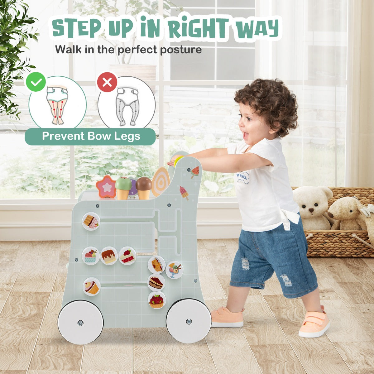 LIVSK Loopwagen Peuteractiviteitencentrum - Kleurrijke Ringen - Dessertsorteerder - Veiligheid - Voor Kinderen vanaf 1 jaar -