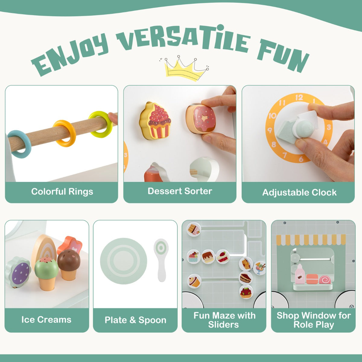 LIVSK Loopwagen Peuteractiviteitencentrum - Kleurrijke Ringen - Dessertsorteerder - Veiligheid - Voor Kinderen vanaf 1 jaar -