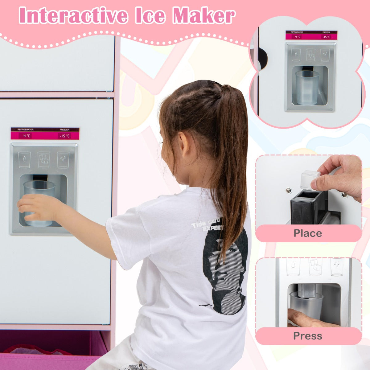 LIVSK 2-in-1 Kinderkeuken en Markt - Dubbelzijdig Design - Licht- en Geluidseffecten - Inclusief 82 Accessoires - Roze