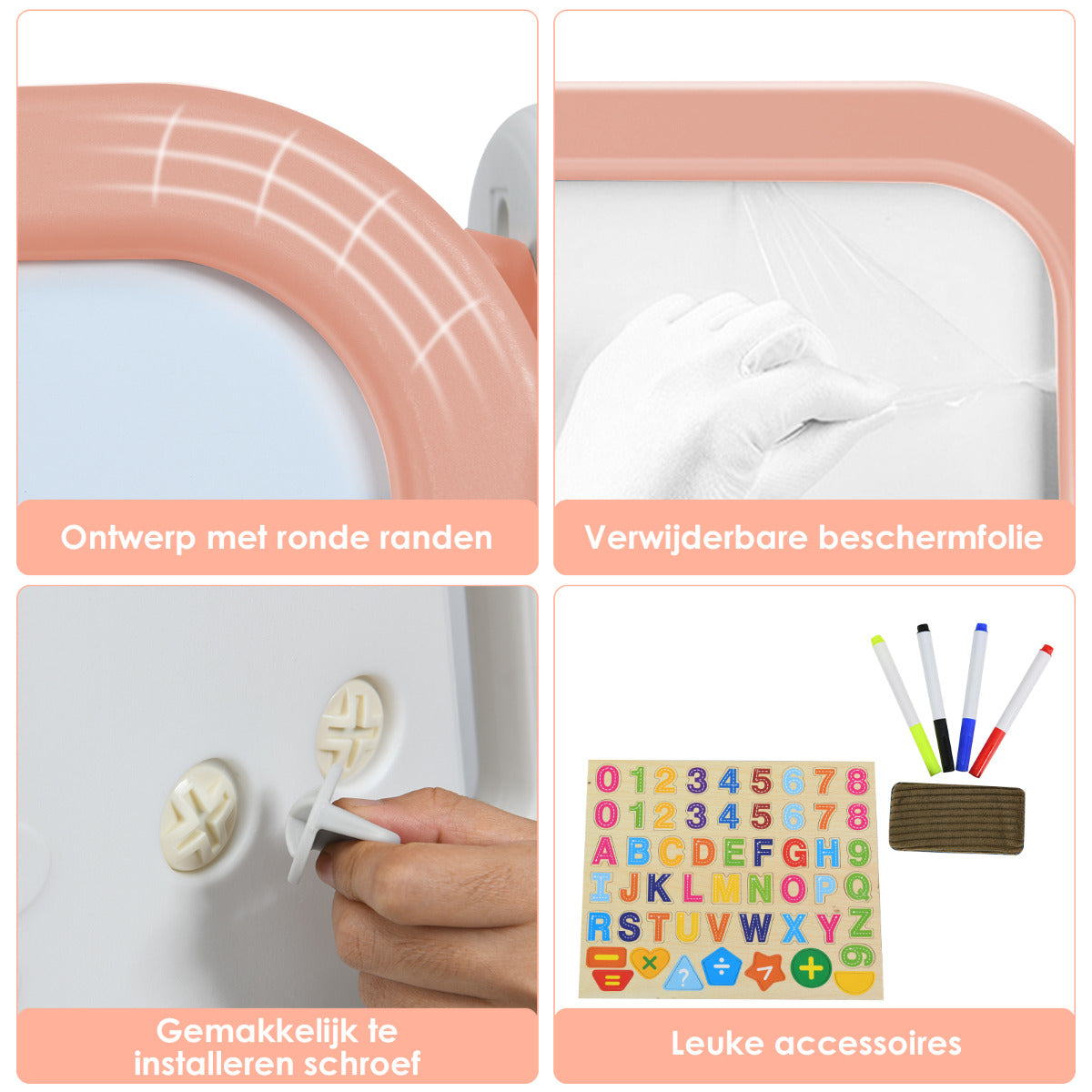 LIVSK 2-in-1 Kinder Schildersezel en Boekenrek - Verstelbaar in 3 Hoogtes - Veilig HDPE - Inclusief Stoel en Accessoires - Oranje