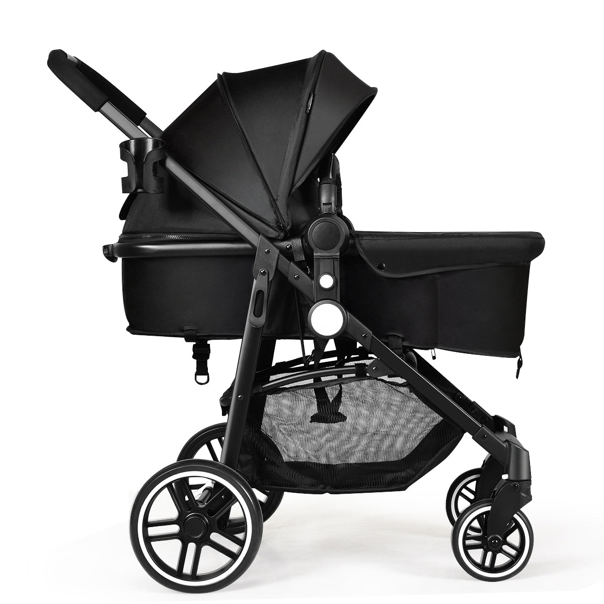 Livsk costway 2 in 1 kinderwagen hoge peuter kinderwagen met omkeerbare zitting voetrem bekerhouder en opbergmand zwart 1 1