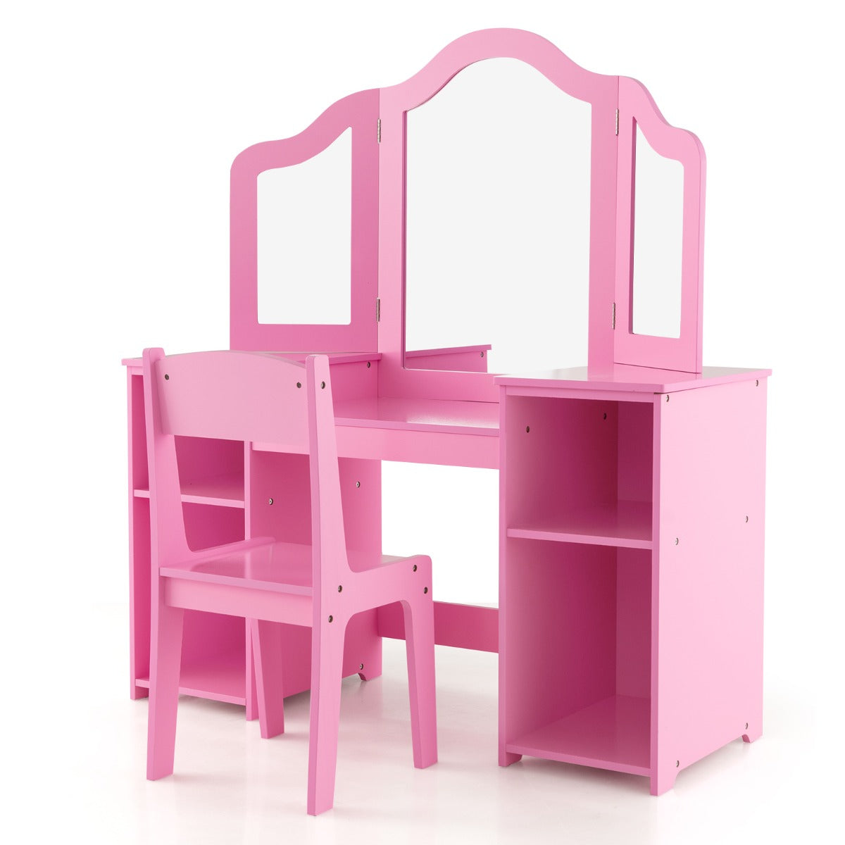 LIVSK Kinderkaptafel met Afneembare Spiegel - Educatief en Creatief - Ruime Opbergruimte - Veilig en Duurzaam - Roze