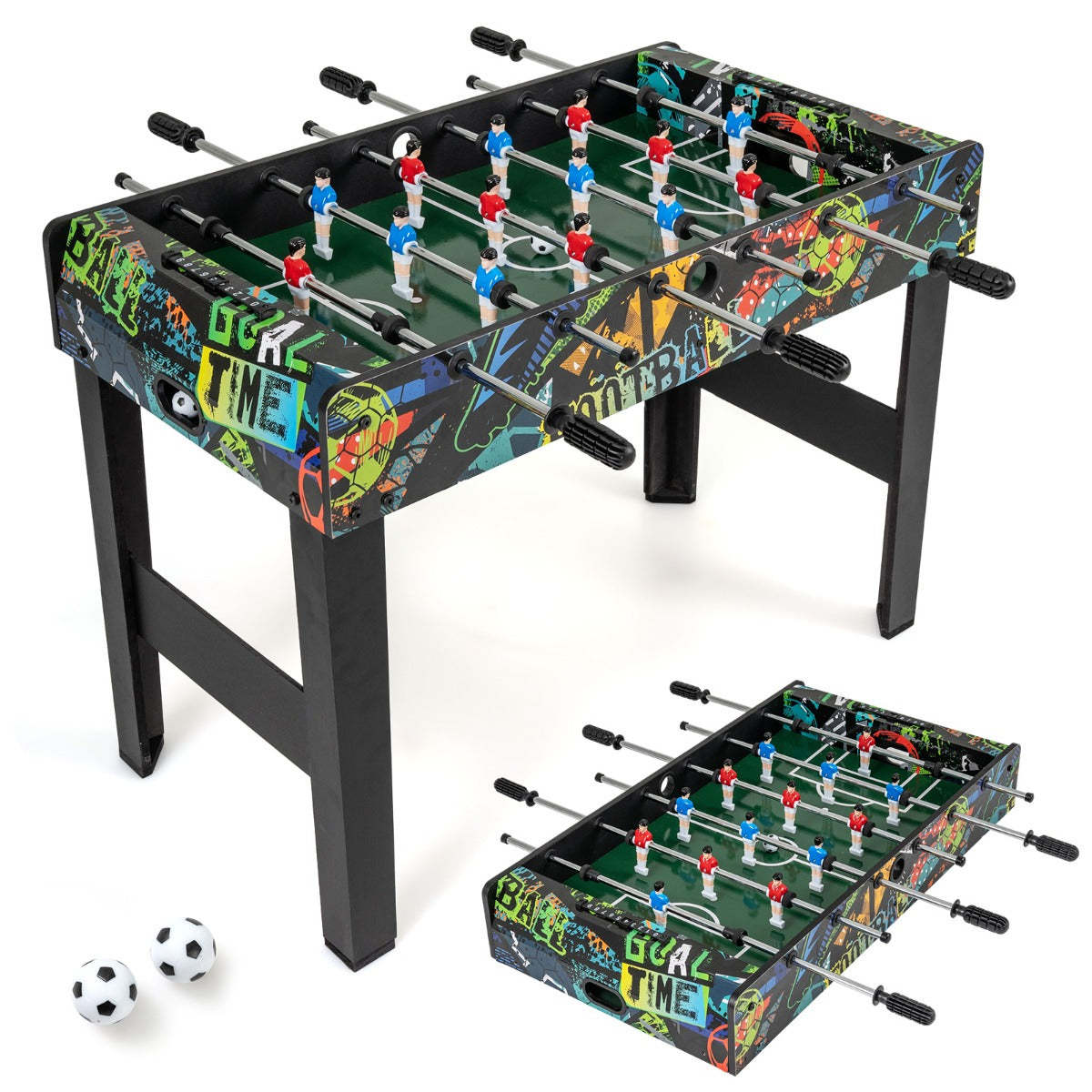 Livsk costway 2 in 1 minivoetbaltafel met afneembare poten compleet met 2 voetballen en 2 scoreborden