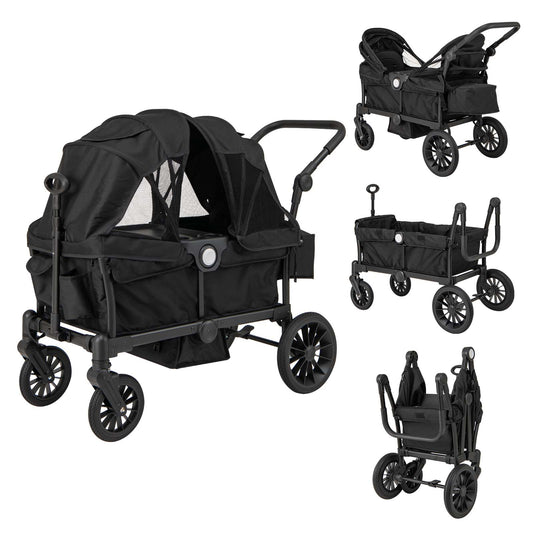 LIVSK Dubbele Kinderwagen - Verstelbare Duwbeugel - Opvouwbaar - Inclusief Bekerhouder en Dienblad - Voor Kinderen vanaf 6