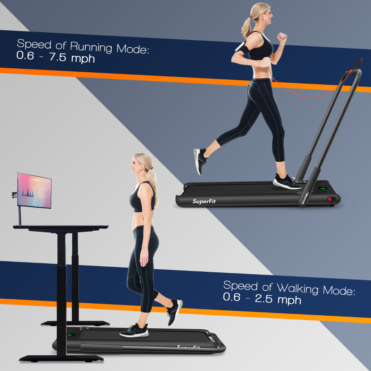 LIVSK 2-in-1 Opvouwbare Loopband met Afstandsbediening - 2,25HP Motor - LED Display - Tot 120 kg - Zwart