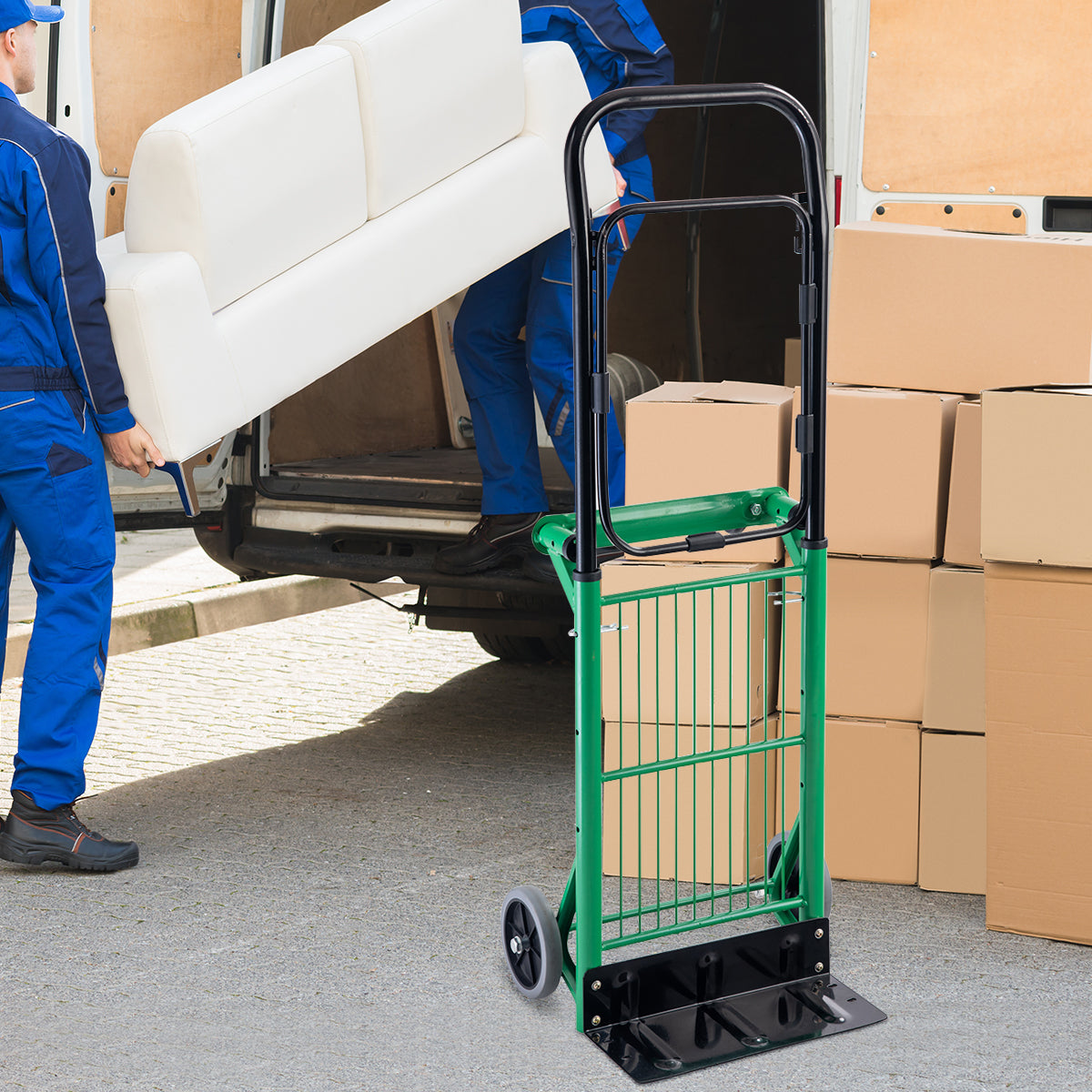 LIVSK Opvouwbare Steekwagen - 2-in-1 met Verstelbare Handgreep - Belastbaar tot 90 kg - Duurzaam Staal - 63 x 42 x 75 cm - Zwart