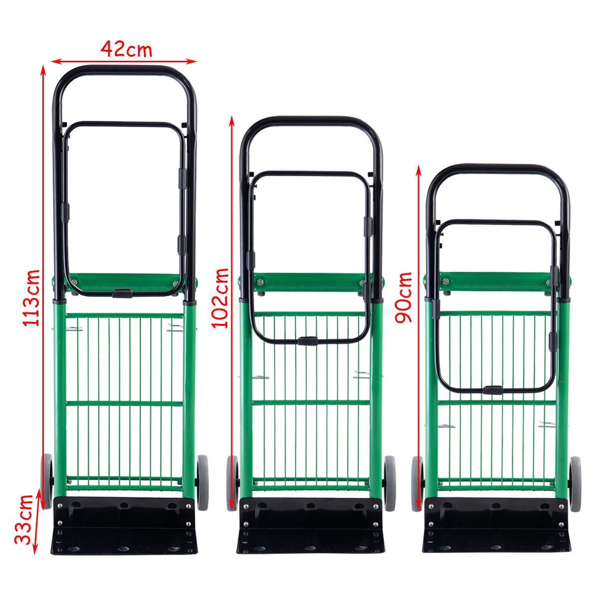 LIVSK Opvouwbare Steekwagen - 2-in-1 met Verstelbare Handgreep - Belastbaar tot 90 kg - Duurzaam Staal - 63 x 42 x 75 cm - Zwart