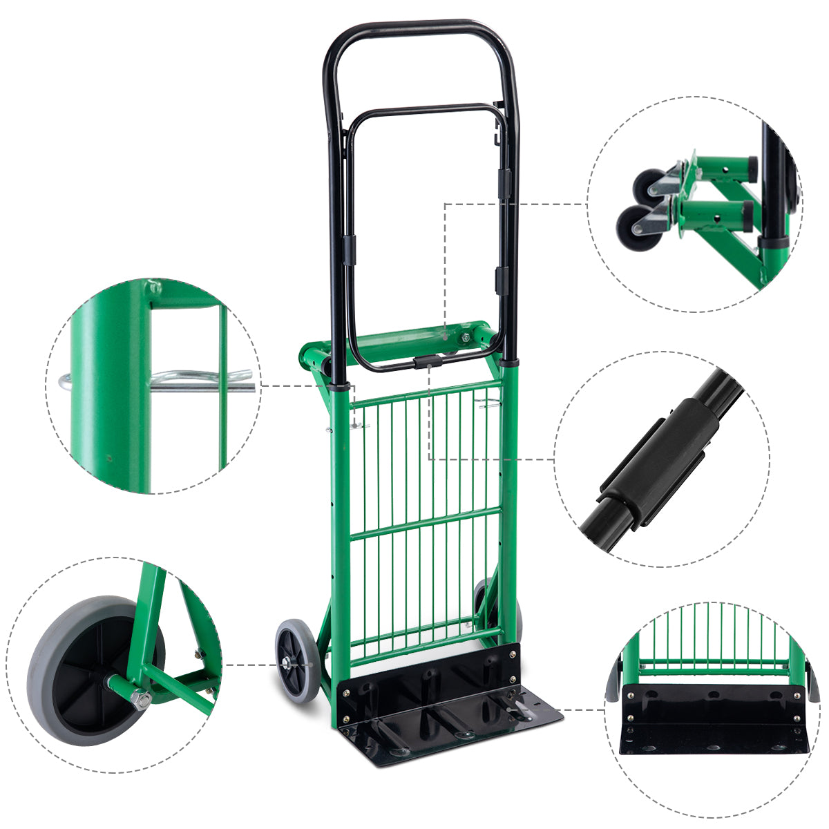 LIVSK Opvouwbare Steekwagen - 2-in-1 met Verstelbare Handgreep - Belastbaar tot 90 kg - Duurzaam Staal - 63 x 42 x 75 cm - Zwart