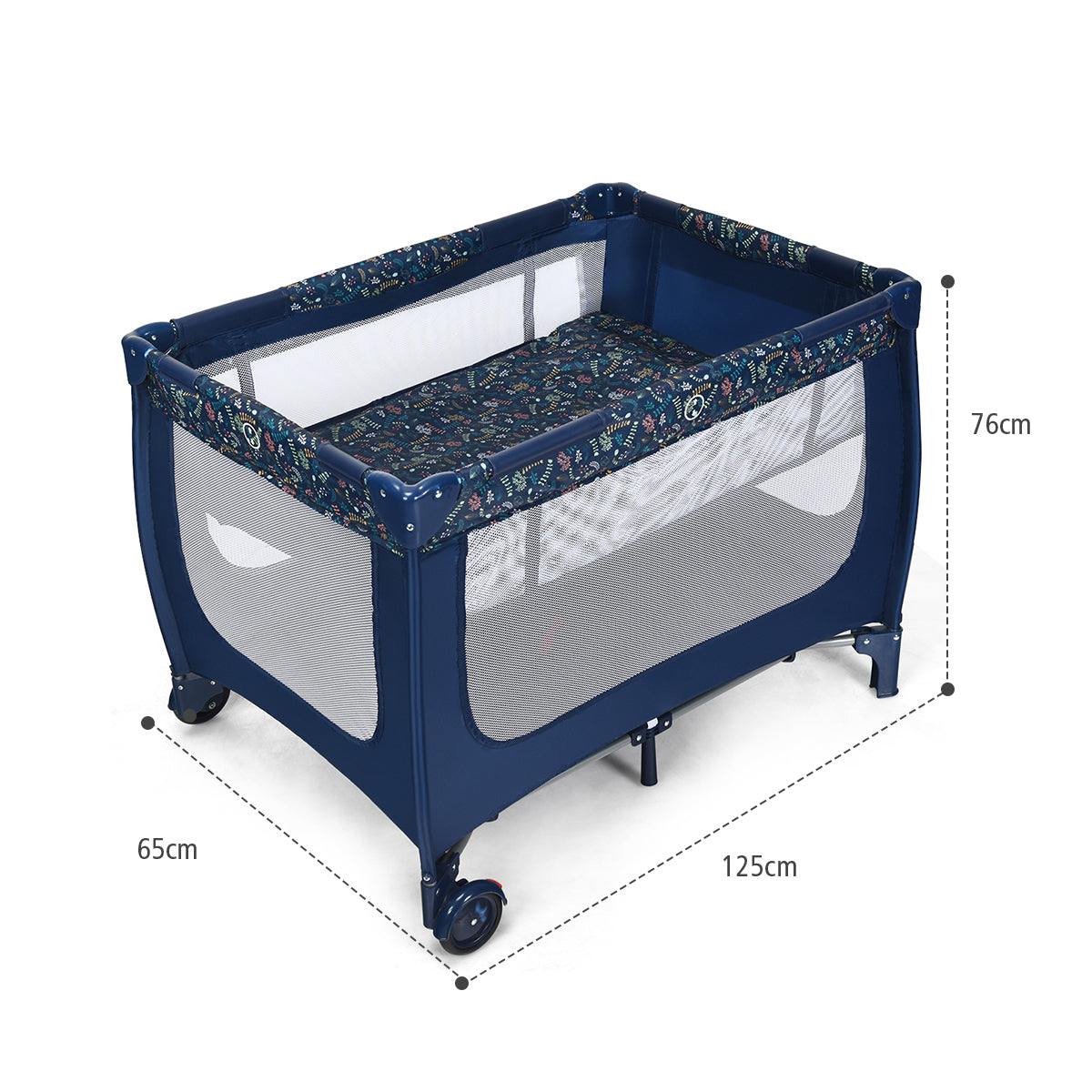 Livsk costway 2 in 1 reisbed box inklapbaar kinderbed 2 niveaus babybed met matras en draagtas draagbare kinderbox 120 x 60 cm blauw 3