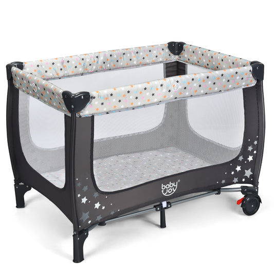 LIVSK 2-in-1 Babybed en Box - Opvouwbaar en Draagbaar - Inclusief Draagtas - 125 x 65 x 76 cm - Grijs