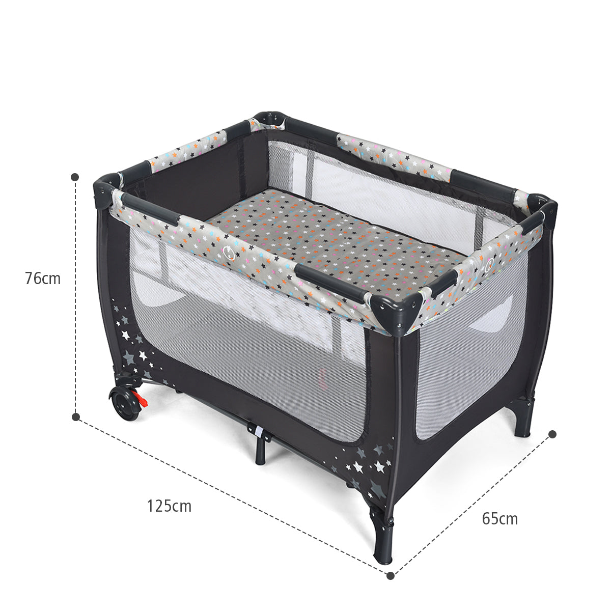 LIVSK 2-in-1 Babybed en Box - Opvouwbaar en Draagbaar - Inclusief Draagtas - 125 x 65 x 76 cm - Grijs