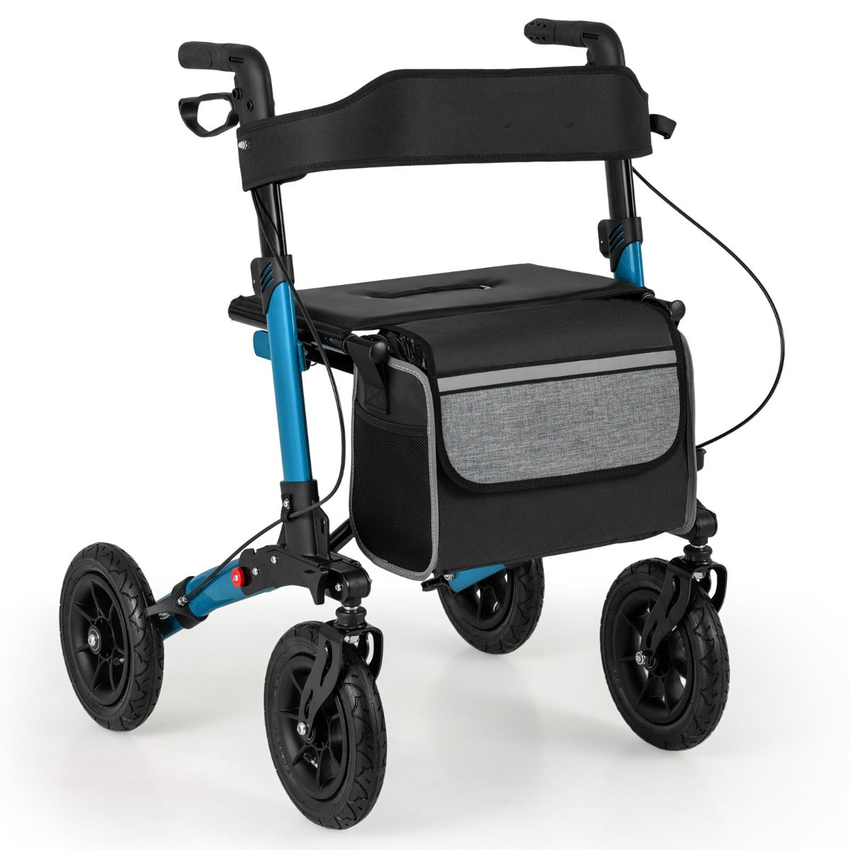 LIVSK Opvouwbare Rollator voor Senioren - Lichtgewicht Aluminium - Verstelbare Hoogte - Luchtbanden - Tot 140 kg - Zwart