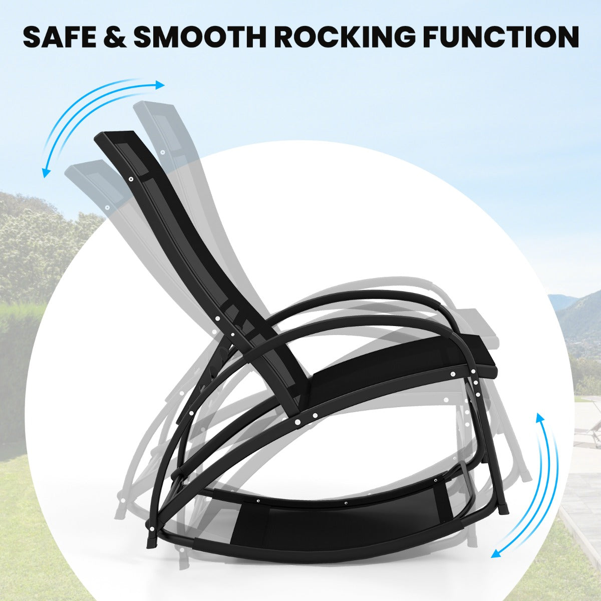 LIVSK 2-in-1 Schommel- en Loungestoel - Verstelbare Rugleuning - Ergonomisch Design - Roestbestendig Aluminium - Tot 150 kg -