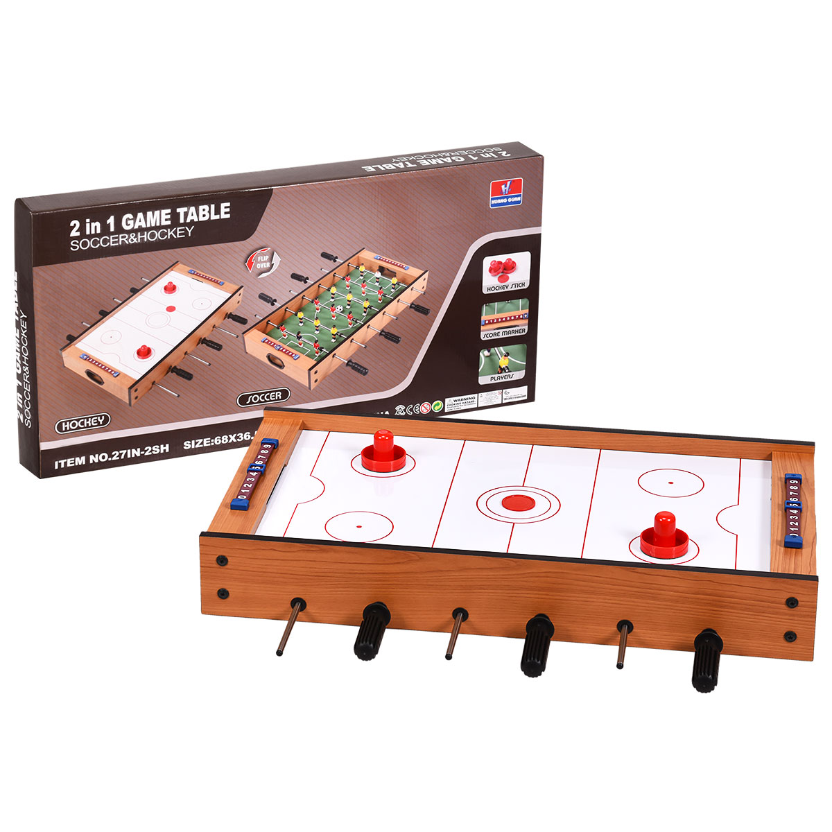 LIVSK 2-in-1 Speltafel - Voetbal en Lucht Hockey - Duurzaam en Lichtgewicht - Ideaal voor Thuis en Feestjes - 69 x 36 x 10 cm -