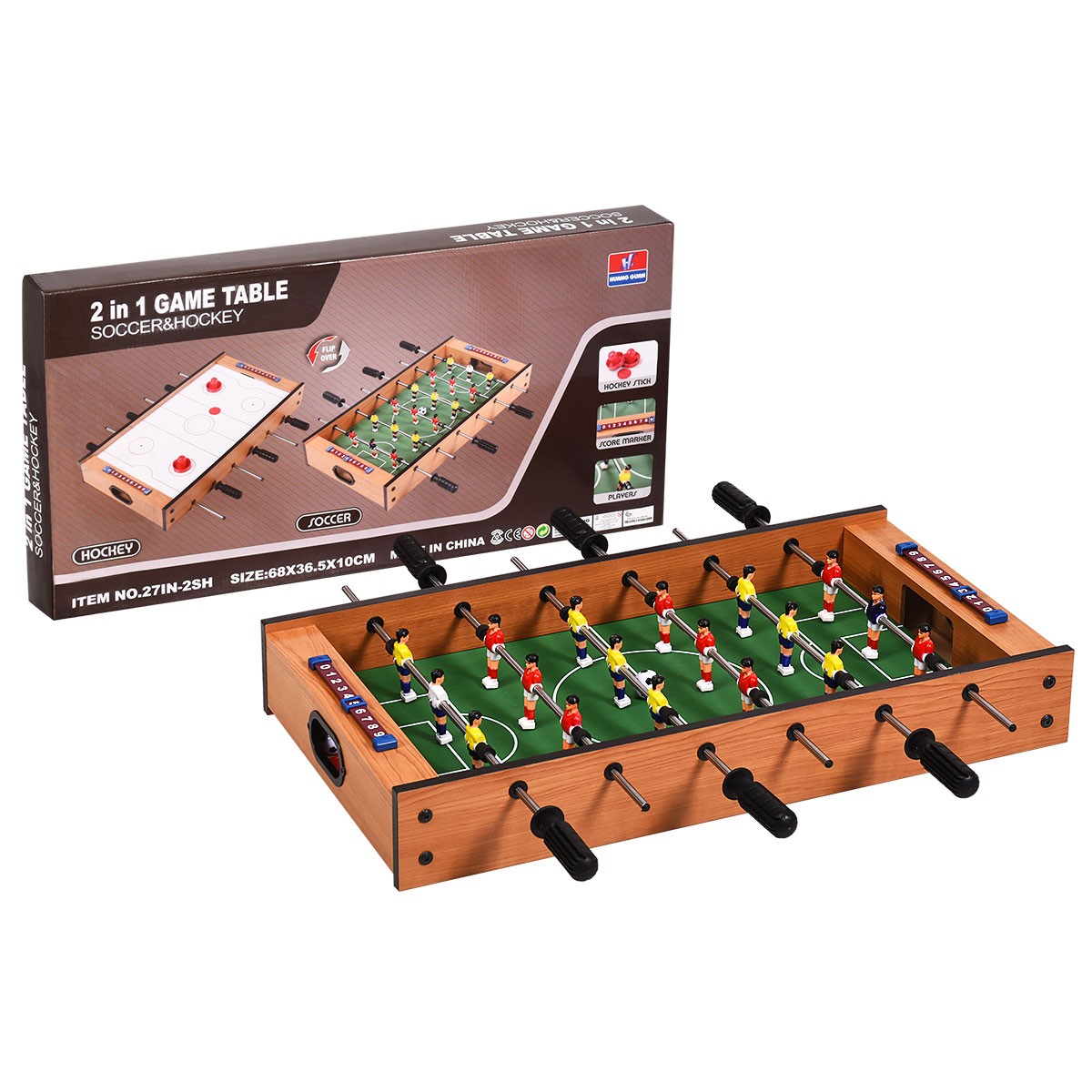LIVSK 2-in-1 Speltafel - Voetbal en Lucht Hockey - Duurzaam en Lichtgewicht - Ideaal voor Thuis en Feestjes - 69 x 36 x 10 cm -