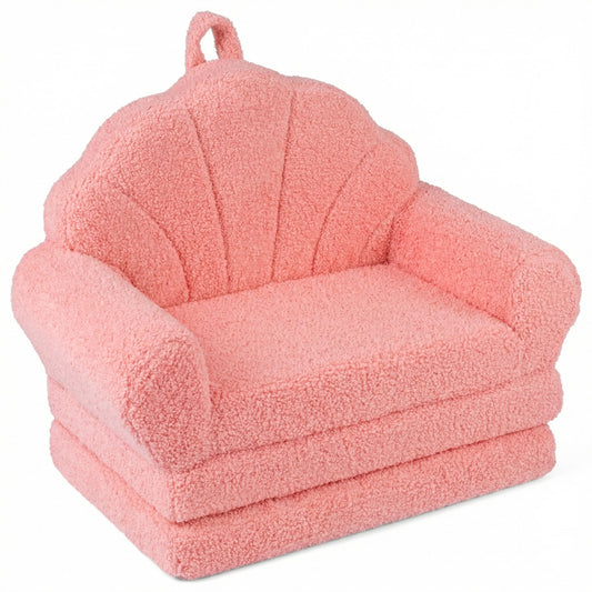 Livsk costway 2 in 1 uitklapbare kinderbank kinderfauteuil met slaapfunctie kinderbank voor jongens en meisjes vanaf 3 jaar roze