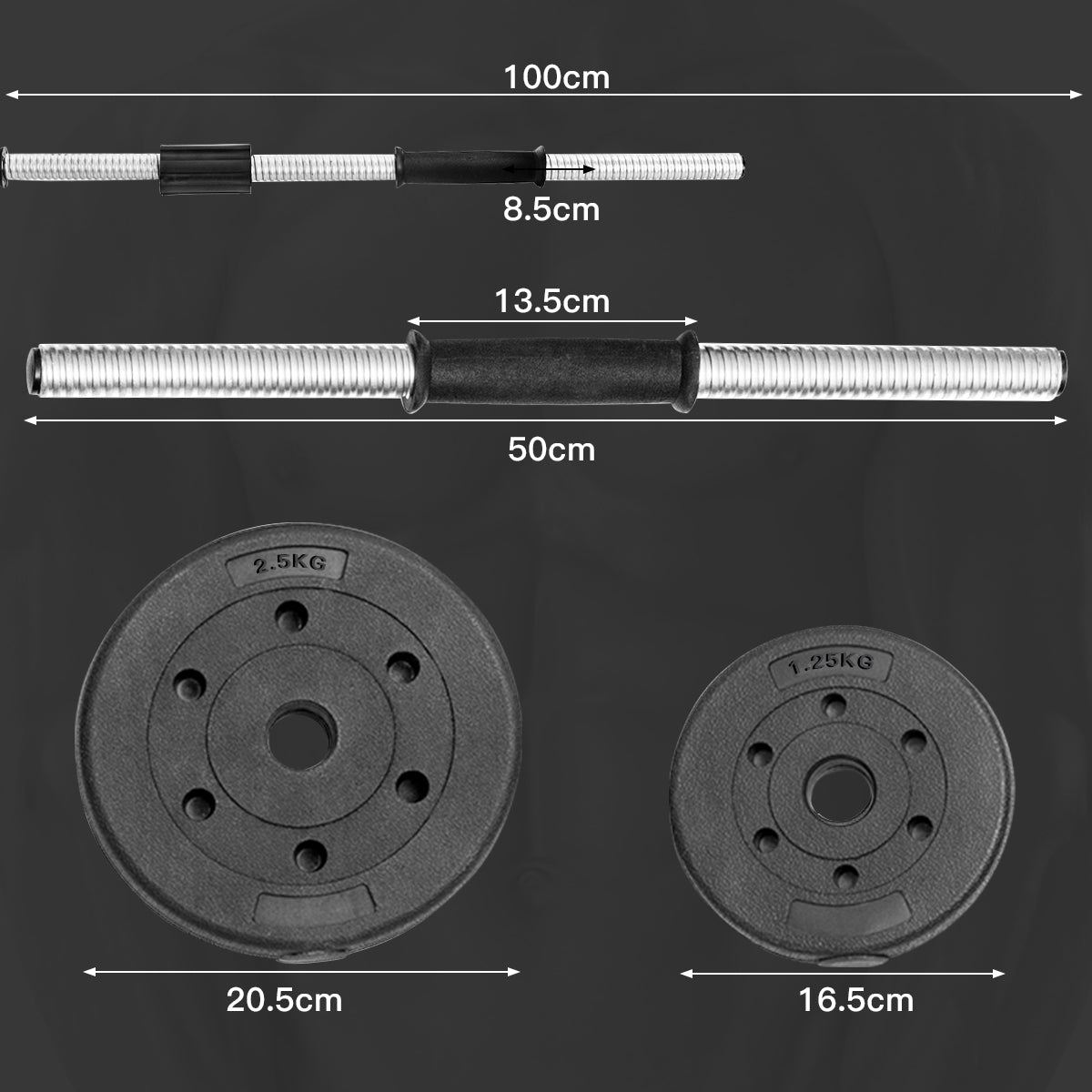 LIVSK Verstelbare Halterset - 2-in-1 Halter en Barbell - Max 30 kg - Antislip Handvat - Duurzaam - Compact - Zwart