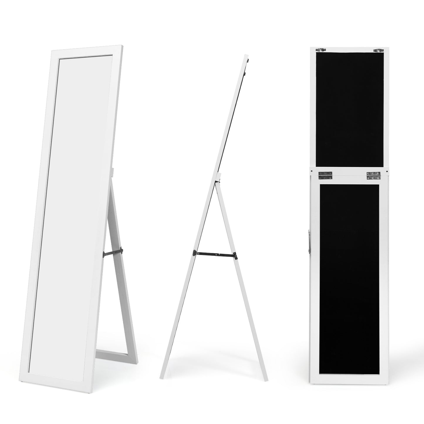 LIVSK Wandspiegel - Volledig Aankleden - MDF Frame - Explosieveilig - Vrijstaand, Hangend of Leunend - 37 x 50 x 148 cm - Wit