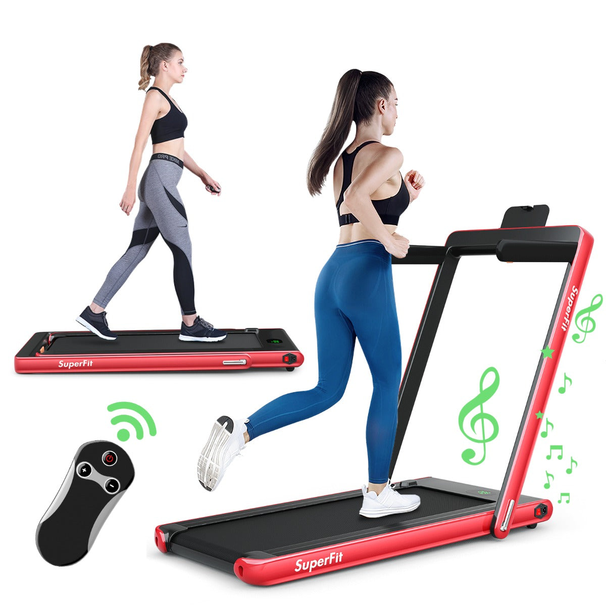 LIVSK Opvouwbare Loopband - App-Gecontroleerd - LED-Display - Bluetooth-Luidspreker - Inklapbaar - Tot 120 kg - Rood