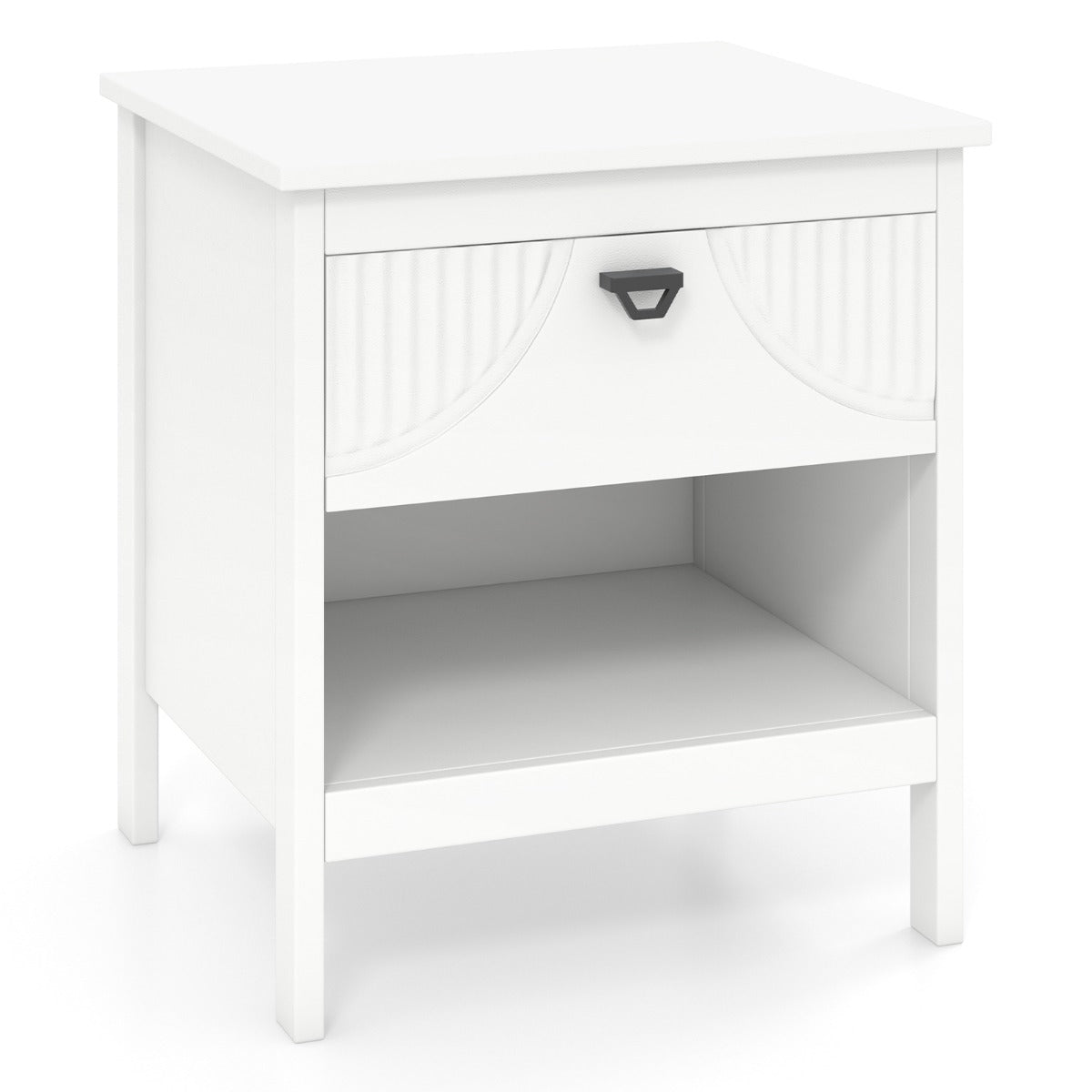 LIVSK Bijzettafel met Opbergplank en Lade - Modern en Elegant - Antislip en Anti-kantel - Compact voor Kleine Ruimtes - Wit