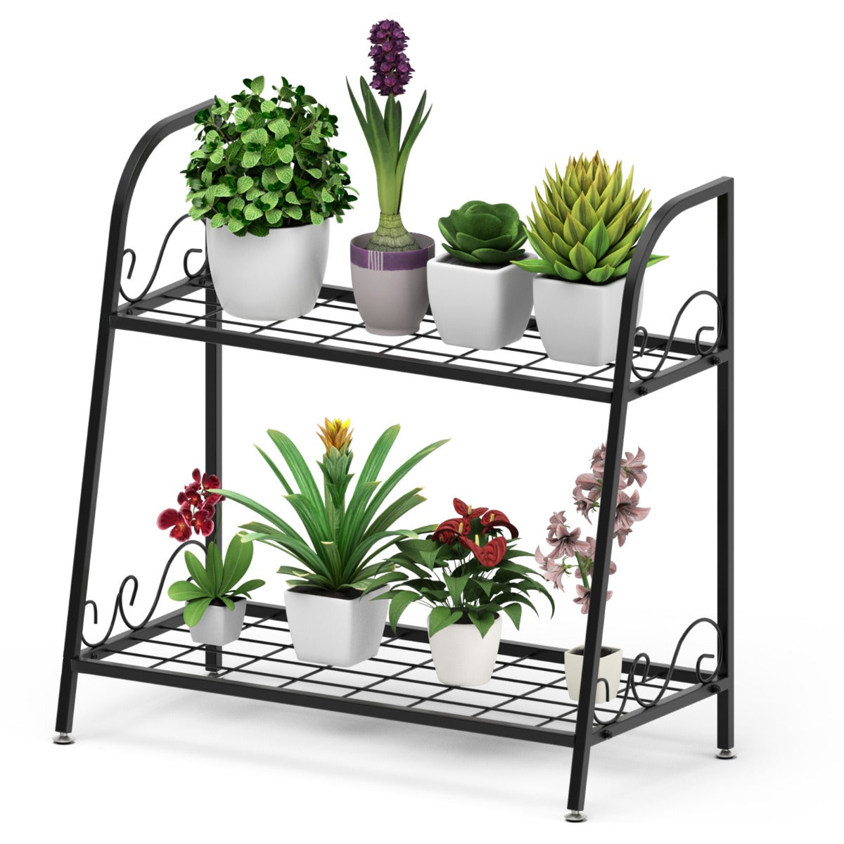 LIVSK Metalen Plantentribune - Stevig Stalen Frame - 2 Niveaus voor Planten en Decoratie - Binnen/Buiten Gebruik - 63 x 30,5 x