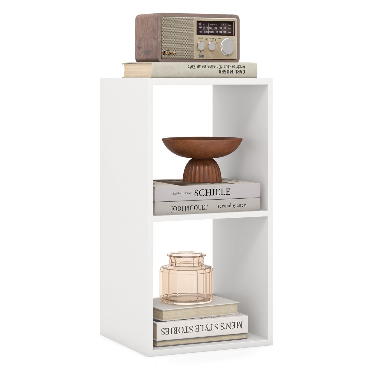 Livsk costway 2 niveau open rekken 2 cube boekenkast anti kantel kit vrijstaande boekenkast moderne display plank opslageenheid voor slaapkamer