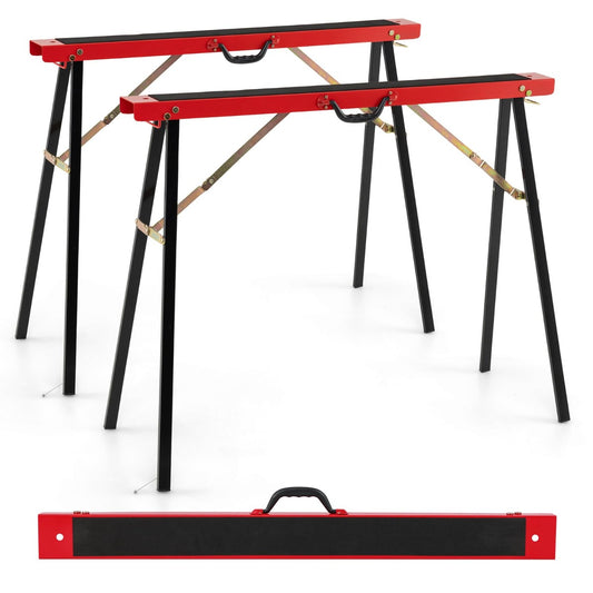 LIVSK Draagbare Zaagbokken - Gegalvaniseerd Metaal - Antislip - 2-Pack - Tot 375 kg - Geen Montage - Zwart + Rood