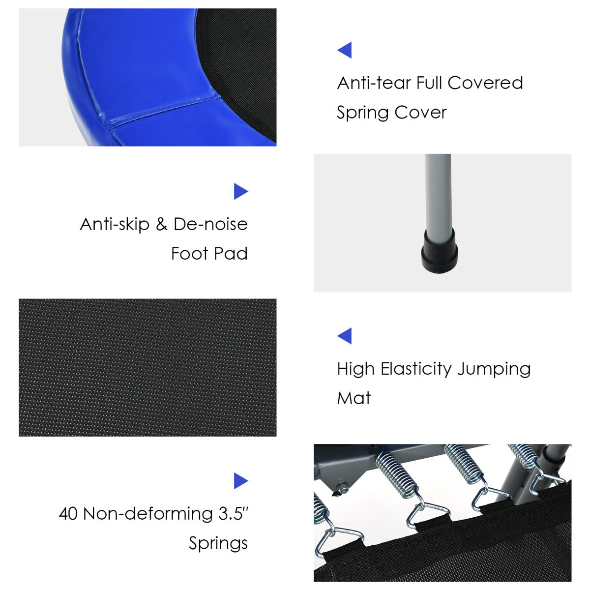 LIVSK Ovale Dubbele Trampoline - 150 kg Capaciteit - 32 Sterke Veren - Verstelbaar Handvat - 154 x 89 x 92-132 cm - Blauw