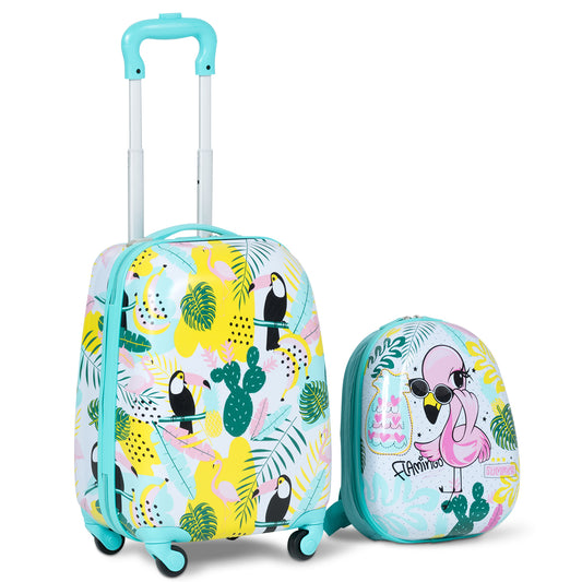 LIVSK 2-delige Kinderbagage Set - Duurzaam ABS en PC - Verstelbare Handgrepen - 4 Wielen - 30 x 22 x 44,5-74 cm - Blauw