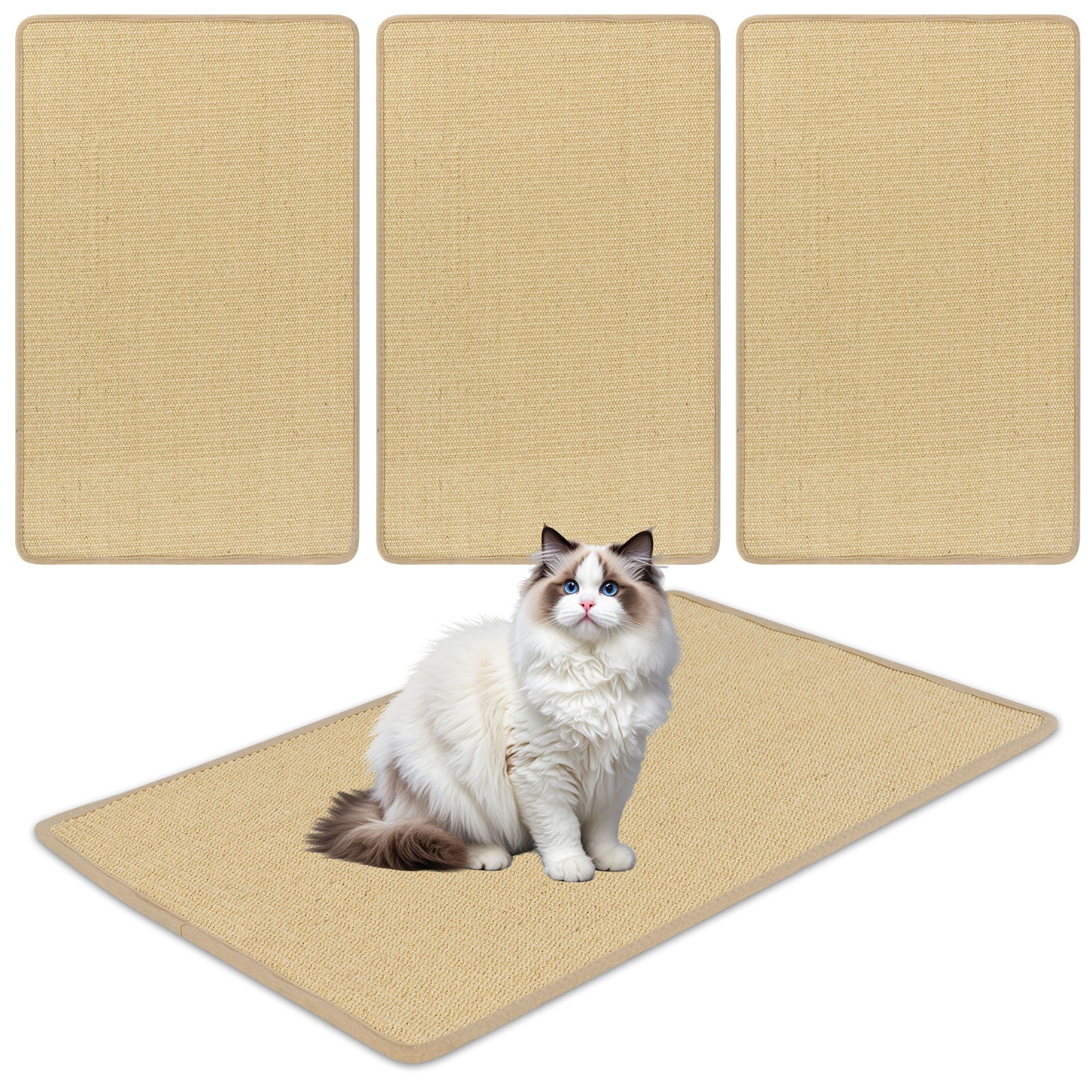 LIVSK Krabmattenset - 2 Stuks van 80 x 50 cm - Natuurlijk Sisal - Antislip - Meubelbeschermer - Veilig en Duurzaam - Natuurlijk