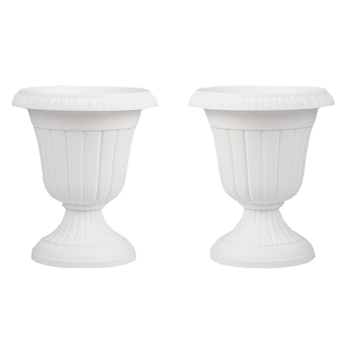 LIVSK Urn-Plantenpotten Set van 2 - Antiek Design - Eenvoudige Montage - Voor Binnen en Buiten - 41 x 46,5 cm - Wit