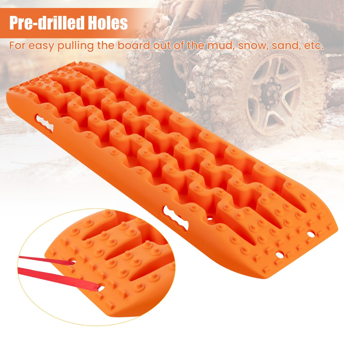 LIVSK Offroad Tractiematten - Set van 2 - Duurzaam Nylon - Tot 10 Ton - Grip en Flexibiliteit - Voor Extreme Temperaturen - Oranje