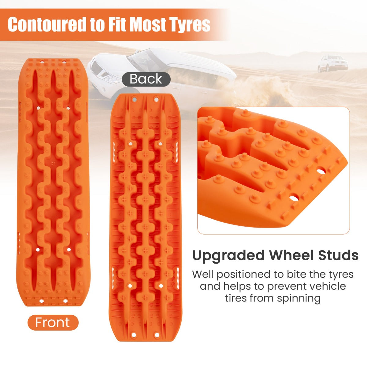LIVSK Offroad Tractiematten - Set van 2 - Duurzaam Nylon - Tot 10 Ton - Grip en Flexibiliteit - Voor Extreme Temperaturen - Oranje