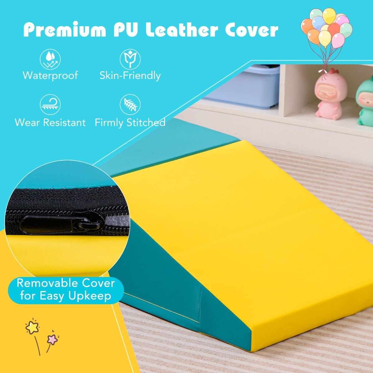 LIVSK Zachte Speelset - Veilig EPE-schuim - PU-bekleding - Stimuleert Motoriek en Creativiteit - 100 x 50 x 25 cm - Zoals