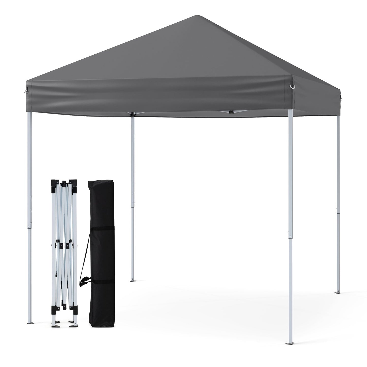 LIVSK Pop-up Tuinhuisje - Oxford Stof met Zilveren Coating - UPF 50+ Zonbescherming - Verstelbare Hoogte 220-240 cm - Grijs